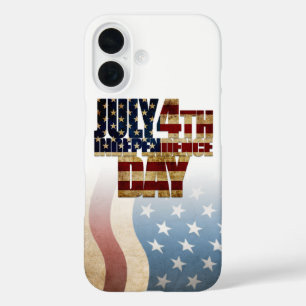 Patriotic July 4th Flag Design iPhone 16 Case