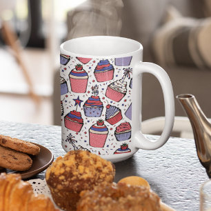 Patriotic July 4th Hand-Drawn Cupcakes Coffee Mug