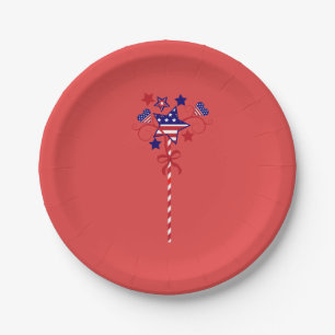Patriotic July 4th Red Paper Plate