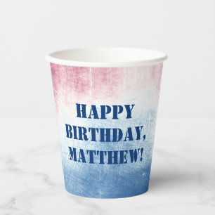 Patriotic July 4th Tie Dye Personalised Party Paper Cups