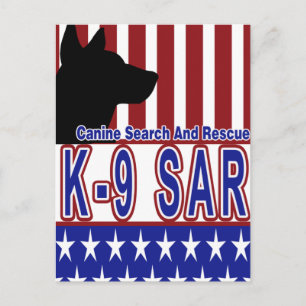 PATRIOTIC K-9 SAR -CANINE SEARCH & RESCUE POSTCARD