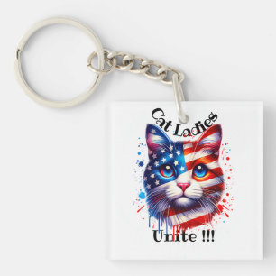 Patriotic Kamala Cat Ladies Unite Walz Key Ring