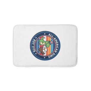 Patriotic Kawaii Dinosaur All-american DINO EST 17 Bath Mat