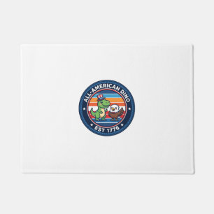Patriotic Kawaii Dinosaur All-american DINO EST 17 Doormat