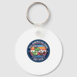 Patriotic Kawaii Dinosaur All-american DINO EST 17 Key Ring