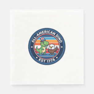 Patriotic Kawaii Dinosaur All-american DINO EST 17 Napkin