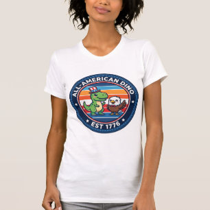 Patriotic Kawaii Dinosaur All-american DINO EST 17 T-Shirt