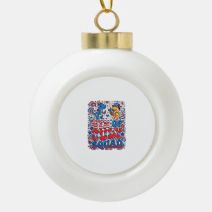 Patriotic Kawaii Dinosaur Best Step-dad Ever Step- Ceramic Ball Christmas Ornament