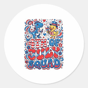 Patriotic Kawaii Dinosaur Best Step-dad Ever Step- Classic Round Sticker