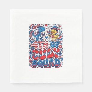 Patriotic Kawaii Dinosaur Best Step-dad Ever Step- Napkin