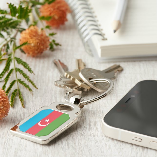 Patriotic keychain with Flag of Azerbaijan (Side)
