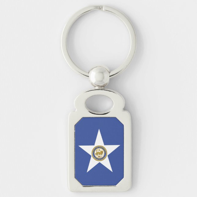 Patriotic keychain with Flag of Houston (Front)