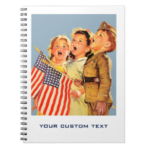 Patriotic Kids 1940s Vintage Art Notebook