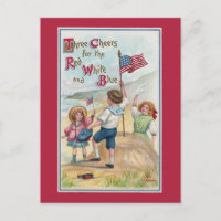 Patriotic Kids at the Beach with Flags