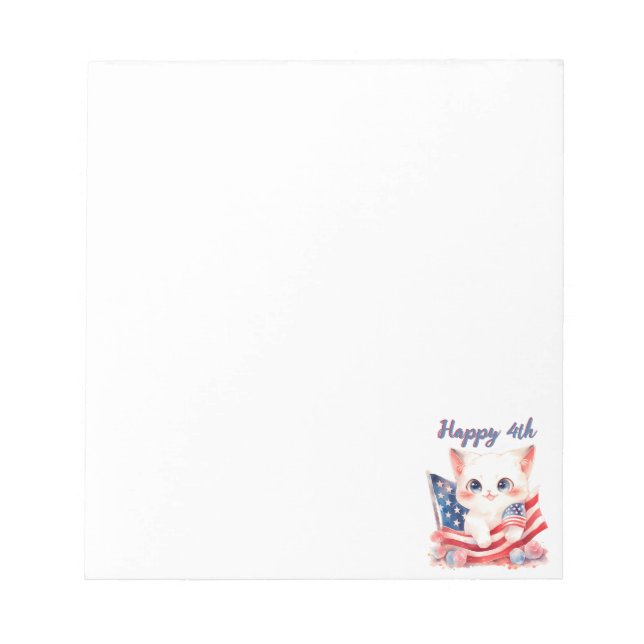 Patriotic Kitten 4th of July Happy 4th Custom Notepad (Front)