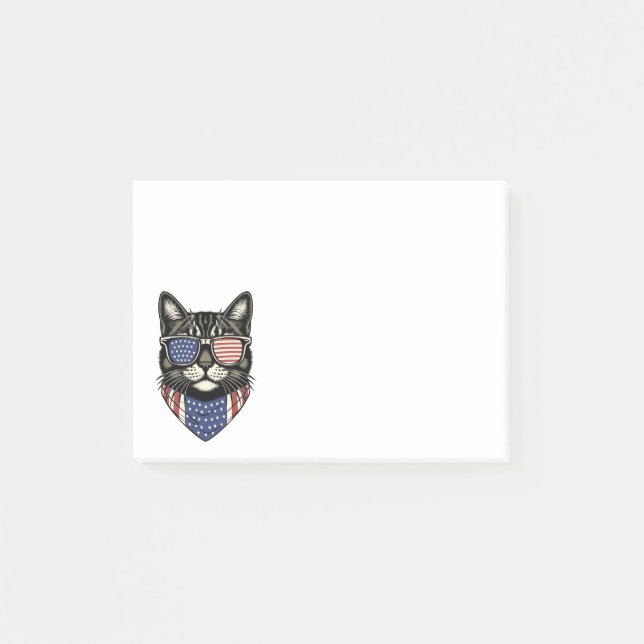 Patriotic Kitty Crazy Cat Lady USA American Flag  Post-it Notes (Front)