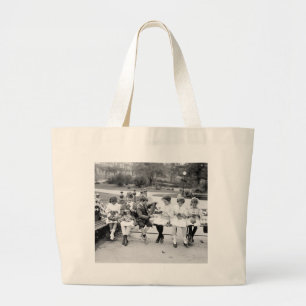 Patriotic Knitting Bee, early 1900s Large Tote Bag