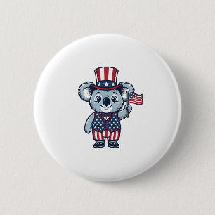 Patriotic Koala Vector Vintage Shirt Design_1 6 Cm Round Badge