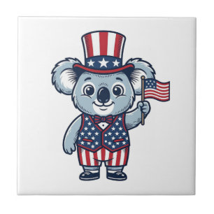 Patriotic Koala Vector Vintage Shirt Design_1 Ceramic Tile