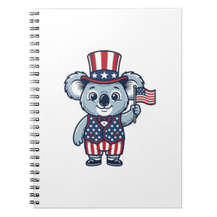 Patriotic Koala Vector Vintage Shirt Design_1 Notebook