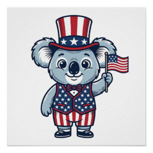 Patriotic Koala Vector Vintage Shirt Design_1 Poster