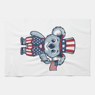 Patriotic Koala Vector Vintage Shirt Design_1 Tea Towel