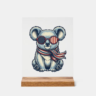 Patriotic Koala Vintage Engraving Shirt Design_1 Acrylic Sign