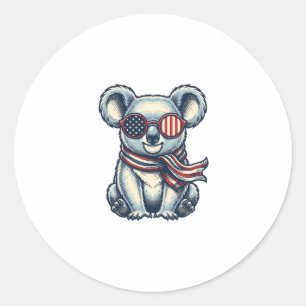 Patriotic Koala Vintage Engraving Shirt Design_1 Classic Round Sticker