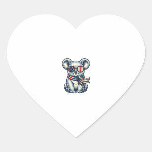 Patriotic Koala Vintage Engraving Shirt Design_1 Heart Sticker