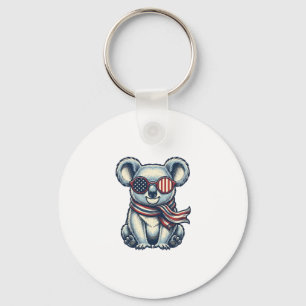 Patriotic Koala Vintage Engraving Shirt Design_1 Key Ring