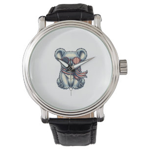 Patriotic Koala Vintage Engraving Shirt Design_1 Watch