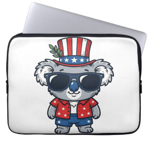 Patriotic Koala Vintage Style Vector Art_1 Laptop Sleeve