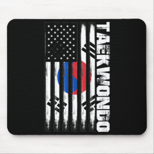 Patriotic Korean American Gift Taekwondo Mouse Pad