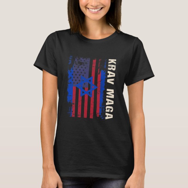 Patriotic Krav Maga Us Flag Israeli T-Shirt (Front)