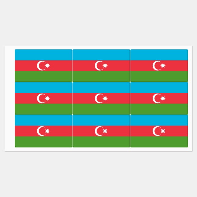 Patriotic labels with flag of Azerbaijan (Sheet)
