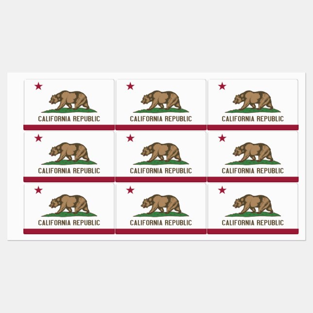 Patriotic labels with flag of California State (Sheet)