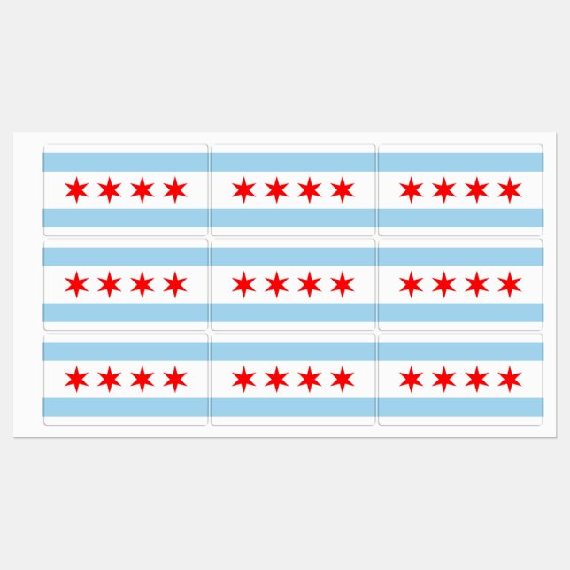 Patriotic labels with flag of Chicago City (Sheet)