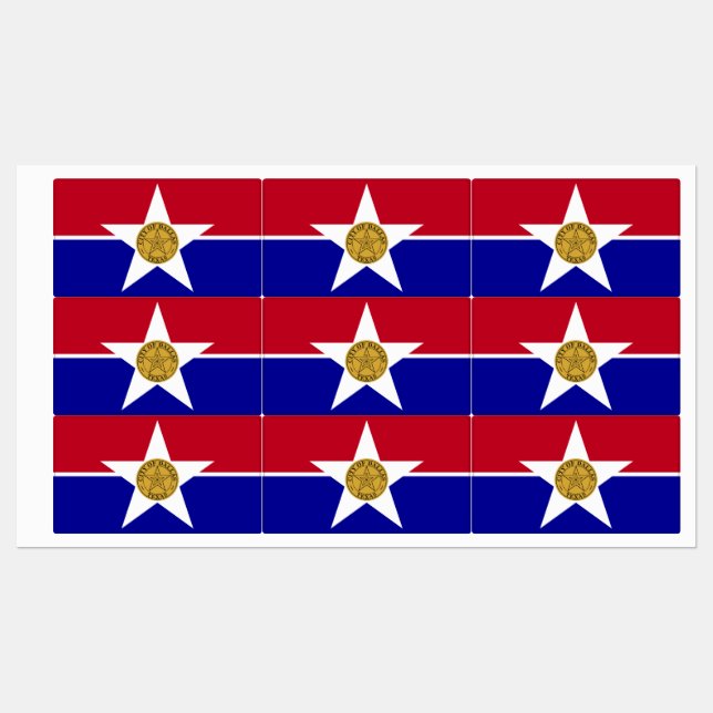 Patriotic labels with flag of Dallas City (Sheet)