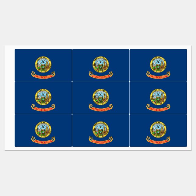 Patriotic labels with flag of Idaho State (Sheet)