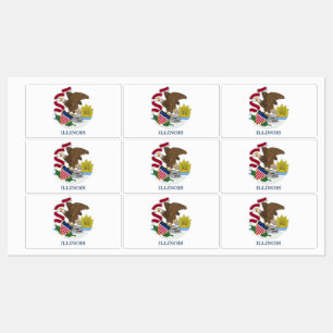 Patriotic labels with flag of Illinois State