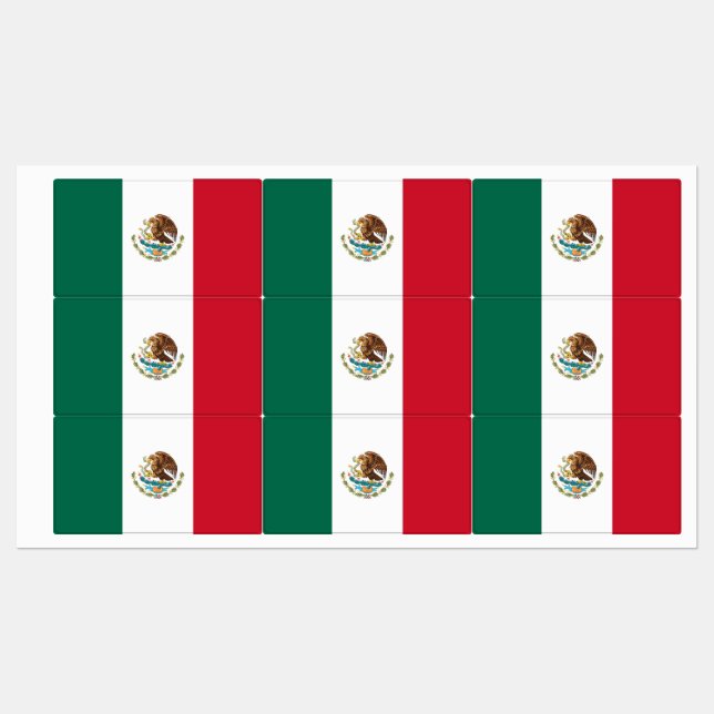 Patriotic labels with flag of Mexico (Sheet)