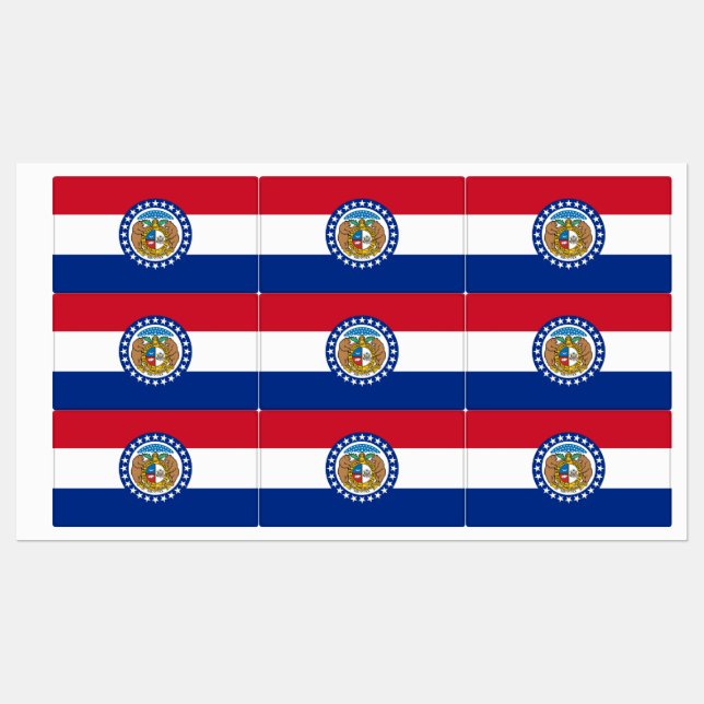 Patriotic labels with flag of Missouri State (Sheet)