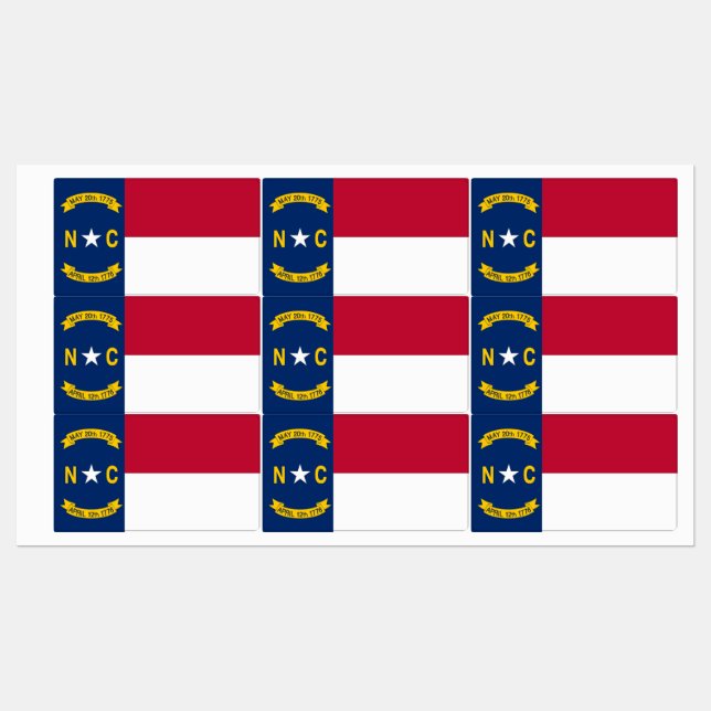 Patriotic labels with flag of North Carolina State (Sheet)
