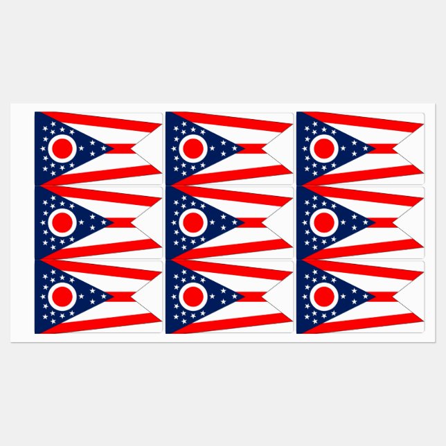 Patriotic labels with flag of Ohio State (Sheet)