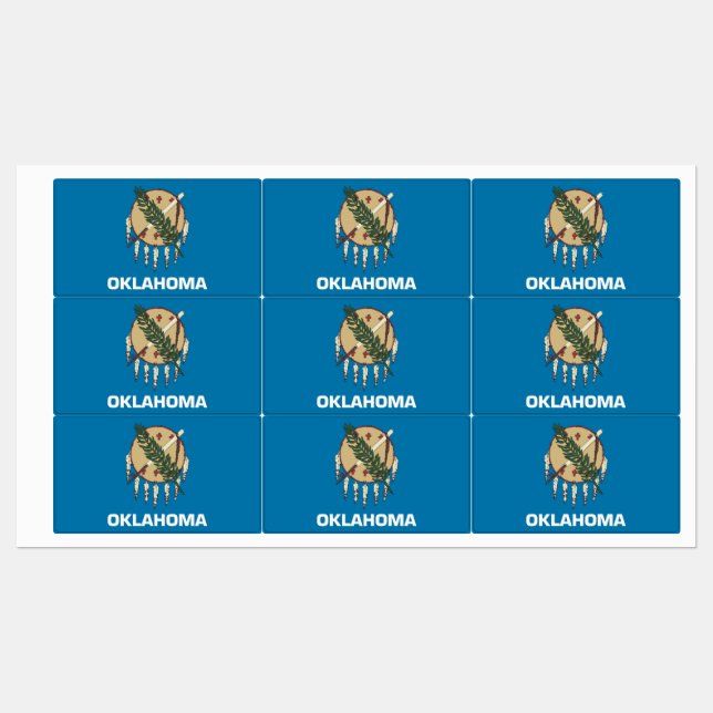 Patriotic labels with flag of Oklahoma State (Sheet)