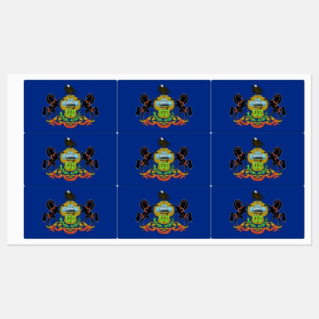 Patriotic labels with flag of Pennsylvania State (Sheet)