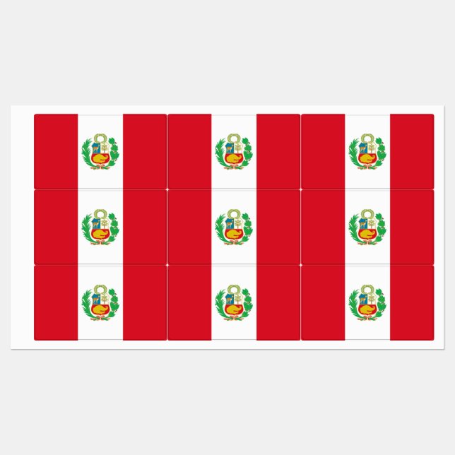 Patriotic labels with flag of Peru (Sheet)