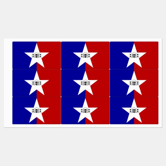 Patriotic labels with flag of San Antonio City (Sheet)