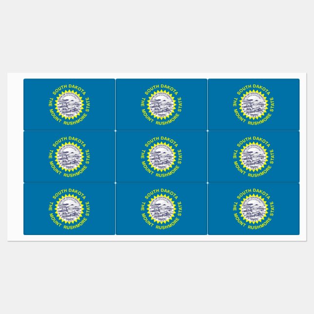 Patriotic labels with flag of South Dakota State (Sheet)