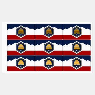Patriotic labels with flag of Utah, USA